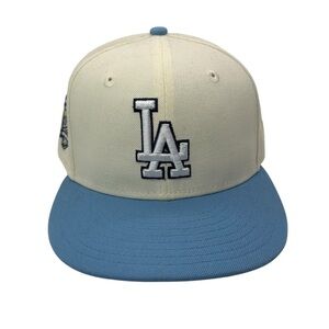 LOS ANGELES DODGERS CHROME LIGHT BLUE 2 TONE 40TH PATCH 59FIFTY FITTED HAT 7 1/4